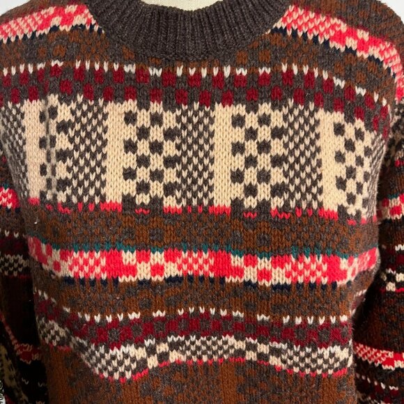 Vintage BENETTON Men's Shetland Fair Isle Wool Sweater Size Large - Picture 4 of 6